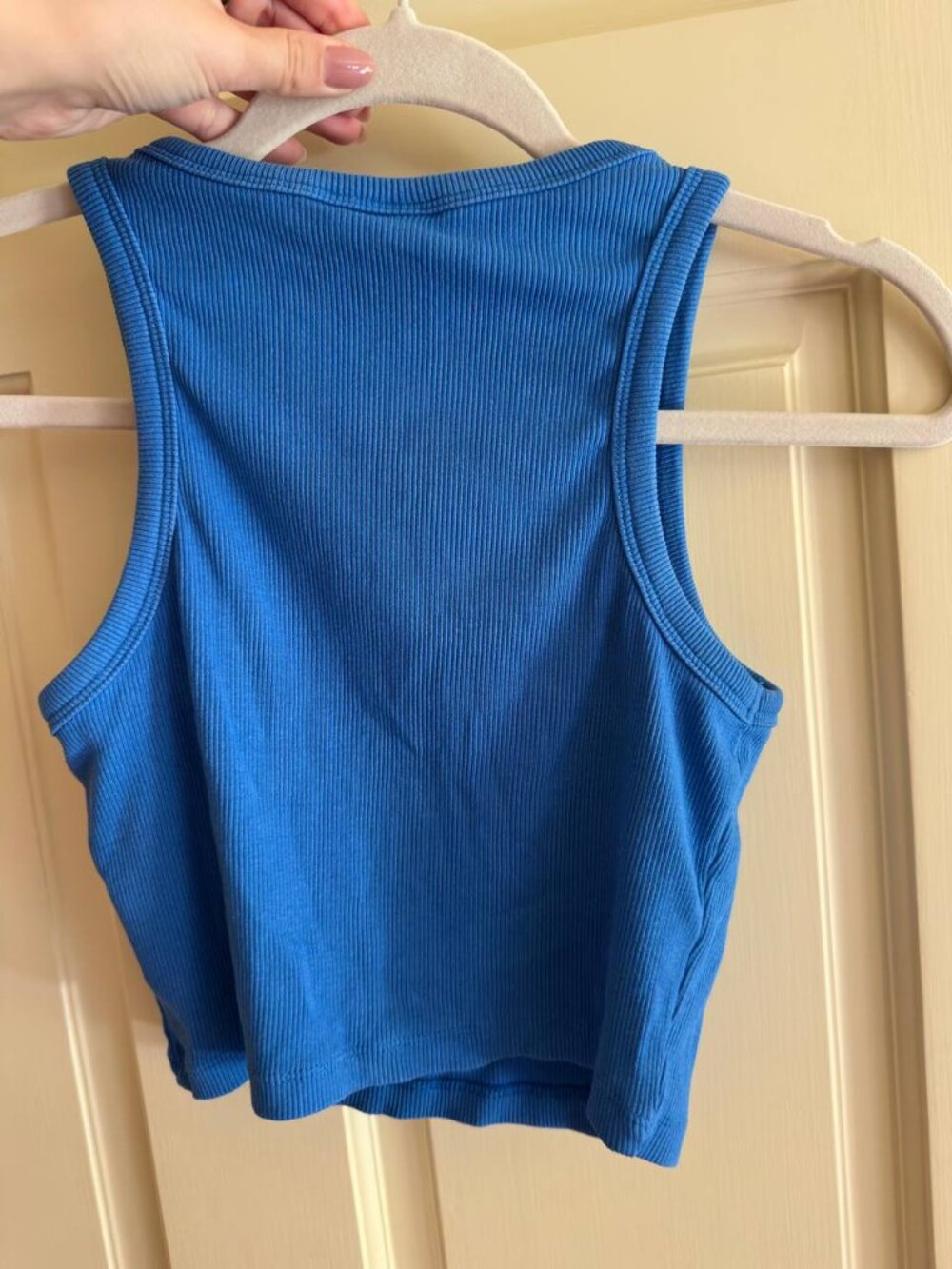 H&M Blue Ribbed Racerback Crop Tank Top - Picture 3 of 3